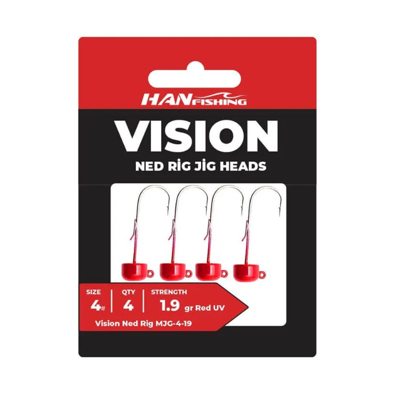 Hanfish Vision Ned Rig UV RED Jighead