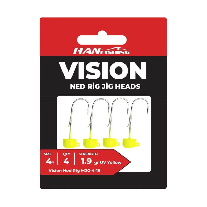 Hanfish Vision Ned Rig YELLOW UV Jighead