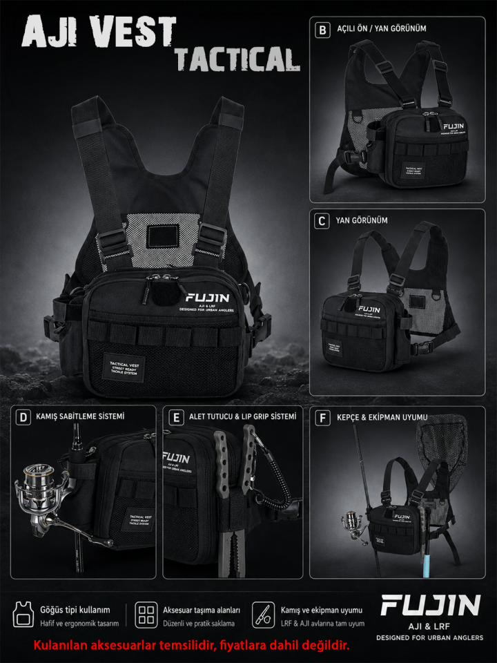 Fujin Tactical Vest Balıkçı Çantası Black